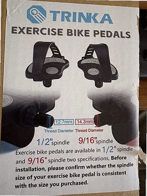 1 Pair Trinka Exercise Bike Pedals with Straps 9/16 Inch Spindle Black
