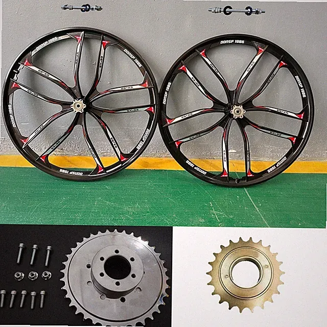 10 Spokes 26" Bike Mag Wheel Set 100*135mm, 22T Freewheel & 36T Sprocket adapter