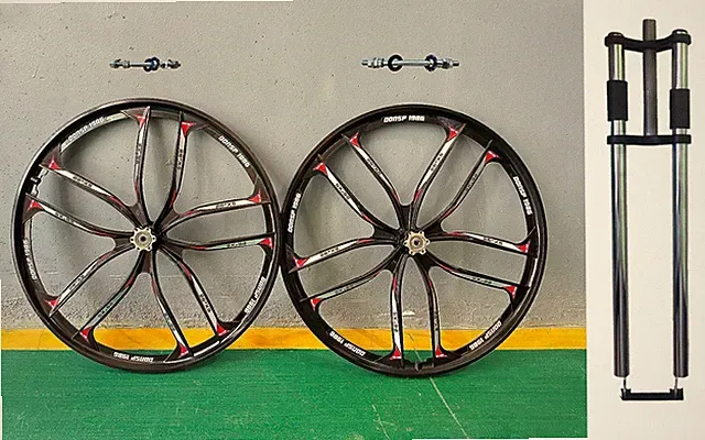 26" 10 Spoke Bicycle Mag Wheel Set & Non-Suspension Fork-Beach Cruiser MTB Bike