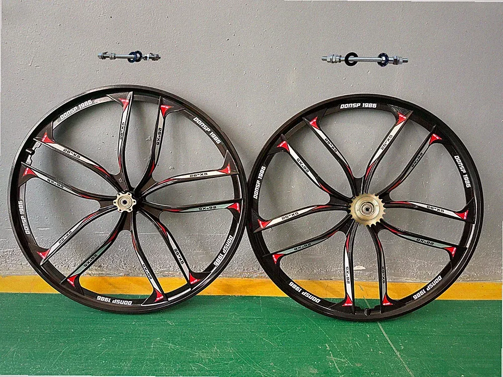 26" 10 Spokes Mag Wheel Set 100*135mm &22T Freewheel 7-9s-Beach Cruiser MTB Bike