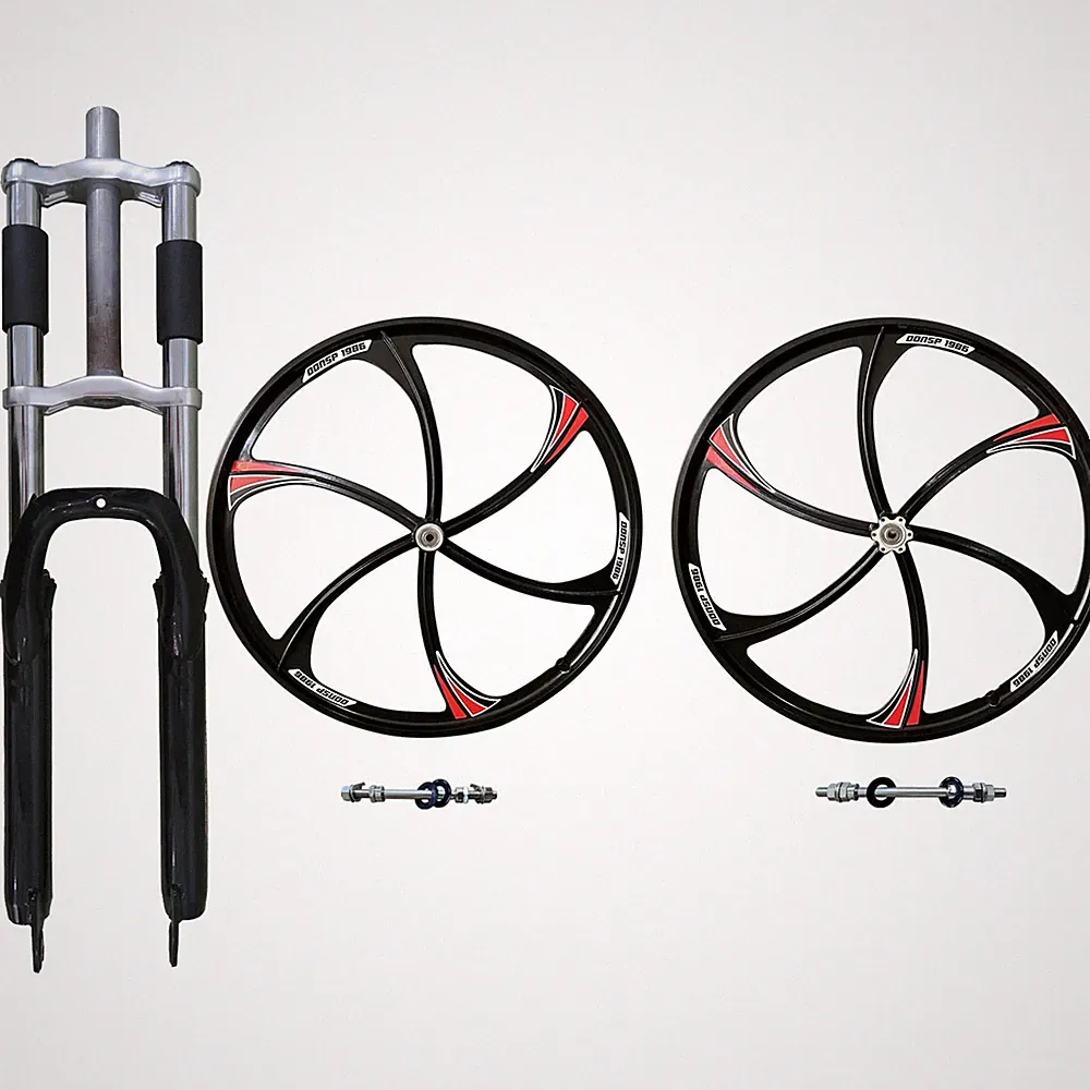 26'' 6 Spokes Mag Wheel Set 135mm& Black Suspension Fork-Beach Cruiser Bike Rim