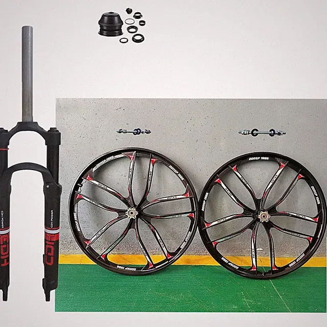 26" Bicycle 10 Spokes Mag Wheel Set 100*135mm Rimset & Bike Fork w/Headset