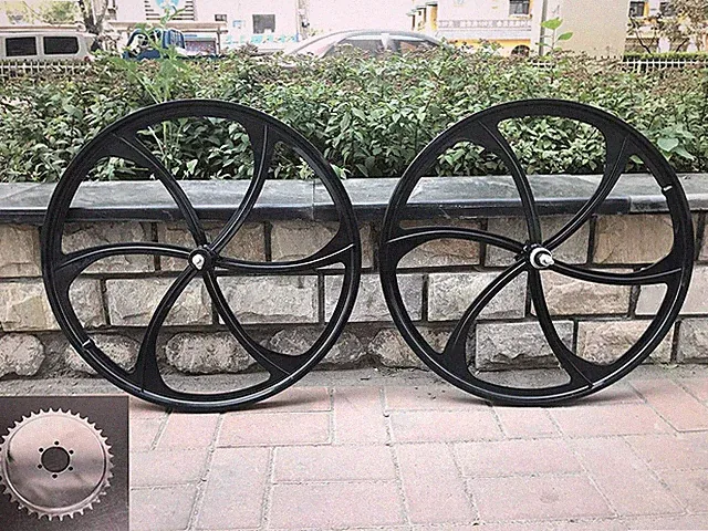 26 In/26" Mag Wheel Set W/36T Sprocket-Motorized Bicycle Mag Wheel Front & Rear