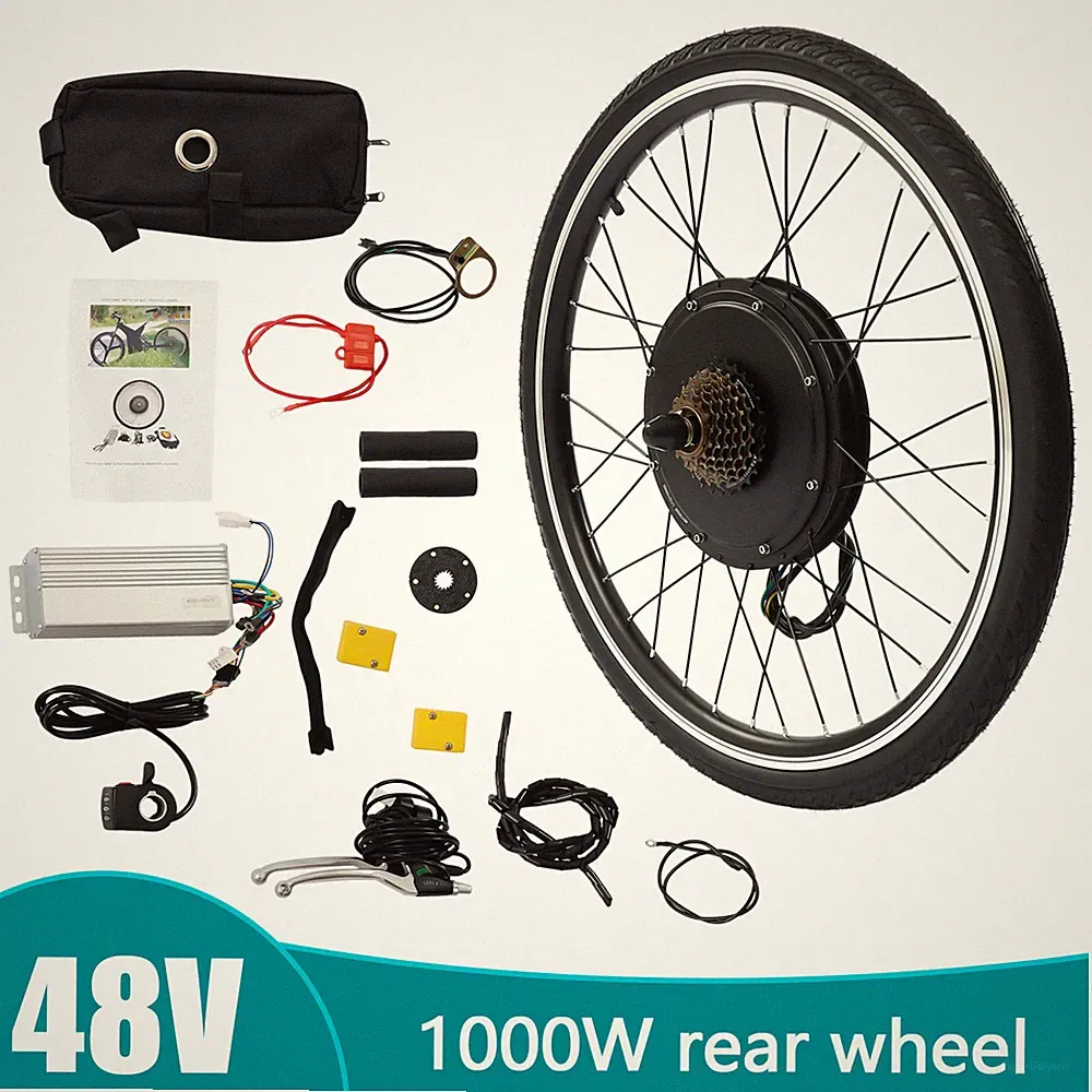 26 Inch Electric Bike Hub Motor 48V 1KW Brushless Gearless Motor Controller Kit