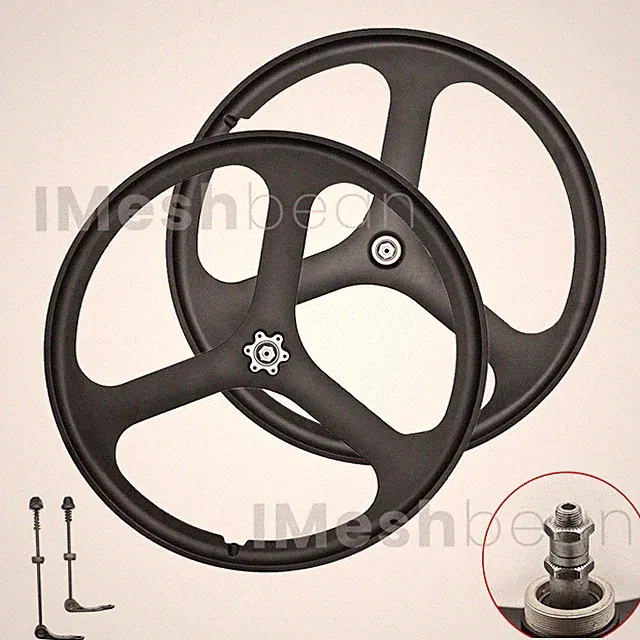 26in MTB Bike Magnesium Rear & Front Wheels 3-Spoke Set Rim Wheelset 6/7/8 Gears