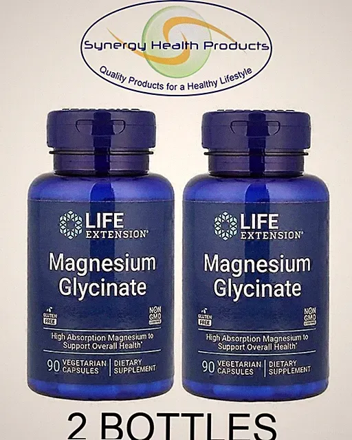 2X Life Extension Magnesium Glycinate 90 Vegetarian Capsules Highly Bioavailable