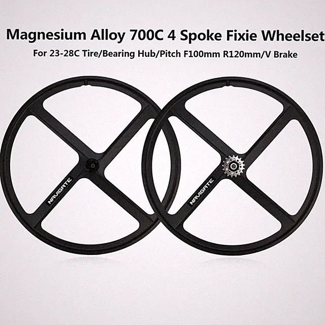 700C 4 Spokes Racing Fixie Bike Wheelset 33MM Rim Brake Single Speed Bike Wheels