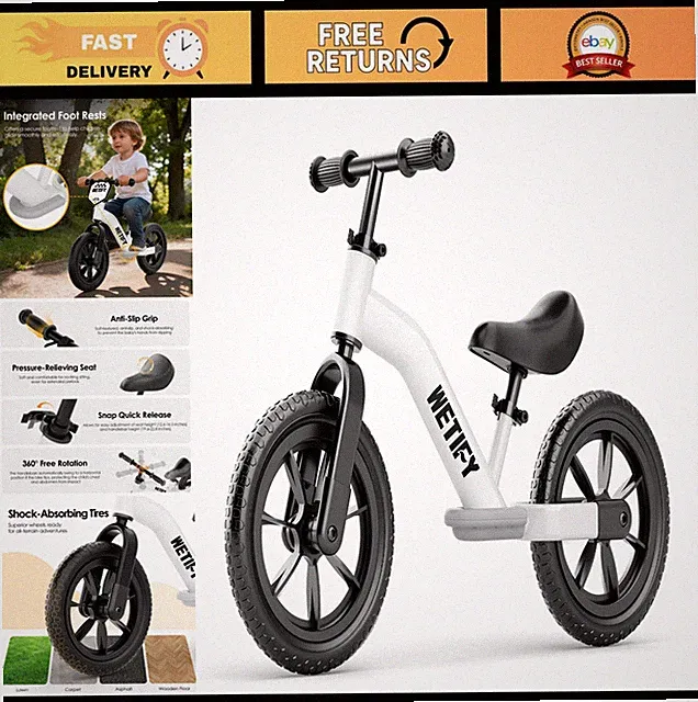 Adjustable Balance Bike for Toddlers 2-5 Years, No Pedal, Gift for Boys & Girls