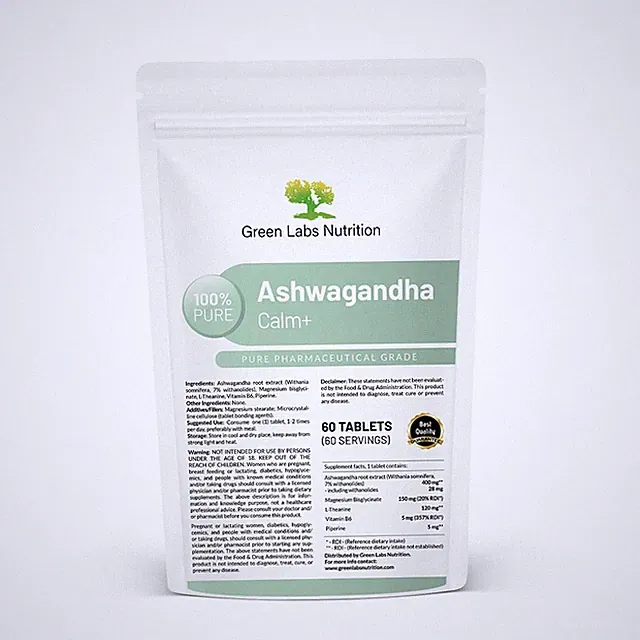 Ashwagandha Calm+ Stress Relief, Sleep, Mood | Magnesium, L-Theanine, Vitamin B6