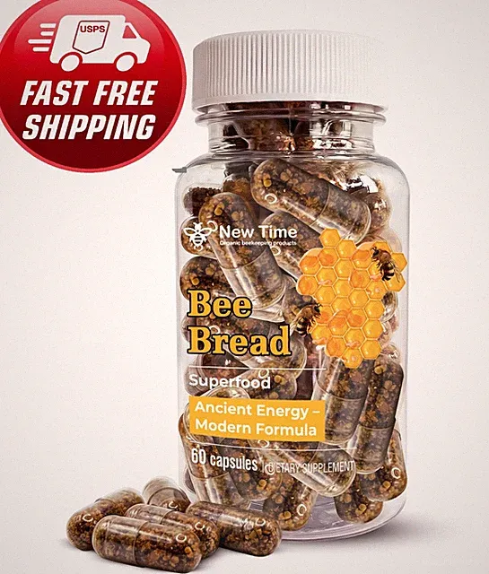Bee Bread 60 Capsules – Fermented Bee Pollen (Perga) Natural Dietary Supplement