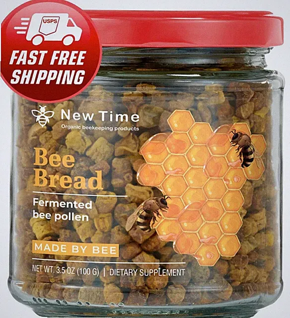 Bee Bread, Pure Fermented Bee Pollen, Organic Supplement 3.5 oz / 100g Raw Perga