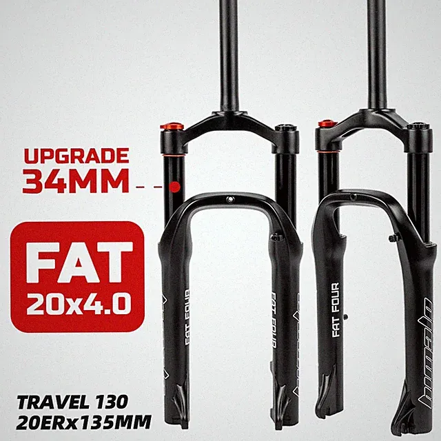 Bicycle Fork Moutain 20" Bike Fat Air Gas Suspension Forks 4.0" Tire 135mm Black