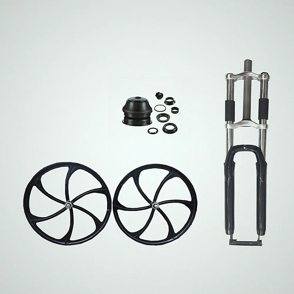 CDH 26" Suspension Bicycle Fork, Mountain Bike Rim Magnesium Wheel Set & Headset