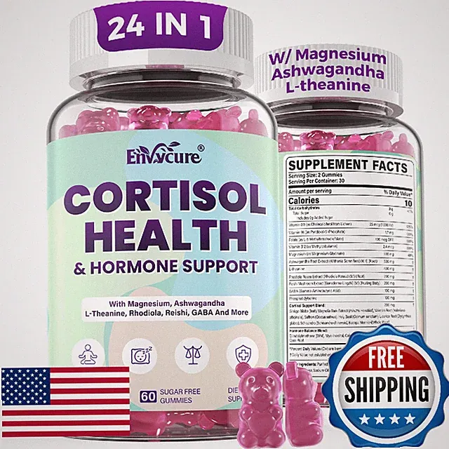 Cortisol Supplements for Women & Men, Cortisol Reducer Gummies w/ Magnesium, Ash