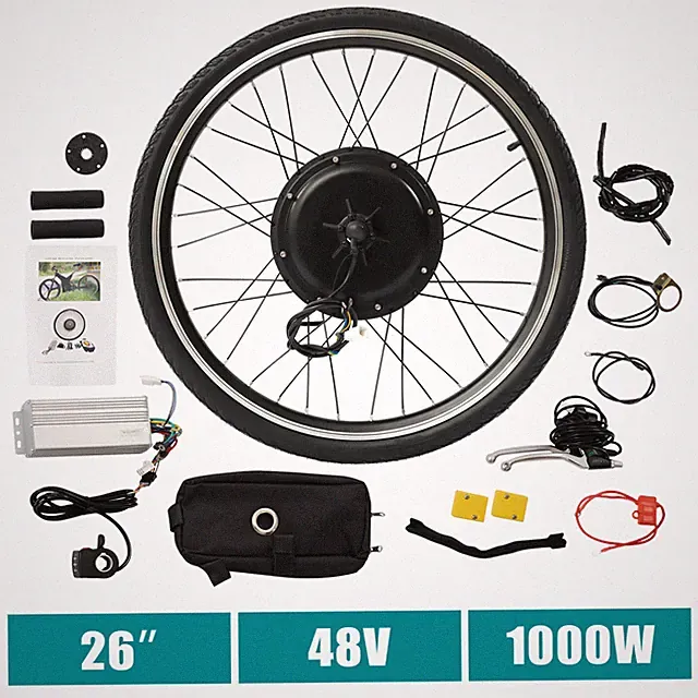 Electric Bicycle Motor Conversion Kit Brushless & Toothless Motor 3 Led Lights