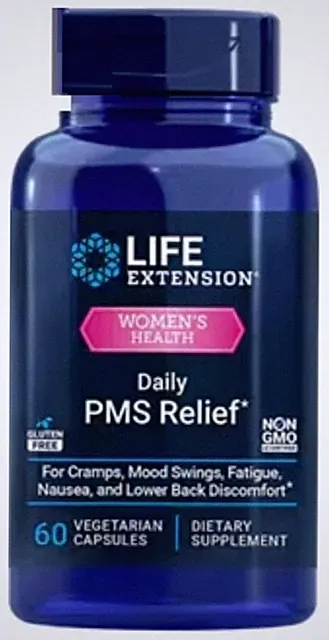 Life Extension Daily PMS Magnesium Bisglycinate/Ginger 60Caps Relief NonGMO