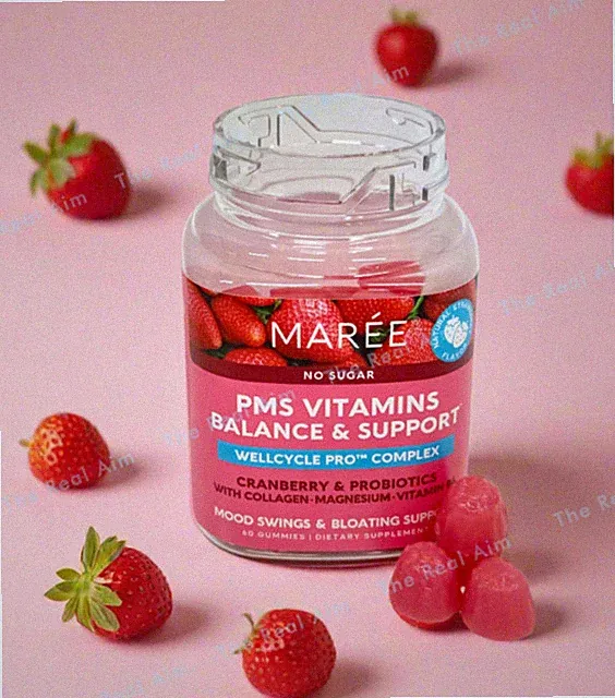 Maree PMS Vitamins Bloating Support, Mood Swings, Probiotics, Collagen, 60 gummy