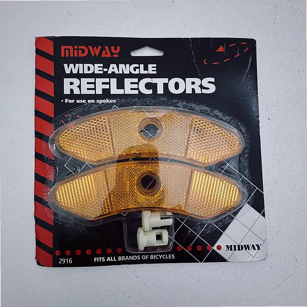 Midway Wide-Angle Wheel Reflectors Orange Bicycle Spoke Pair 2916 Bike NOS A75