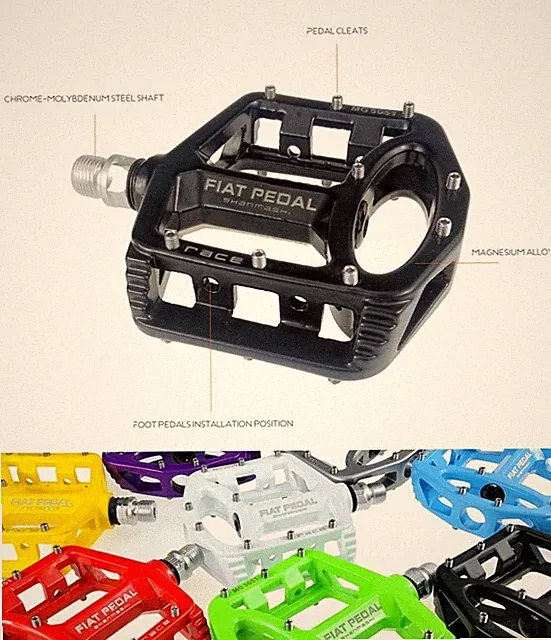 Road Mountain Bike Pedals Flat Magnesium Alloy Sealed Bearing 9/16" For MTB BMX