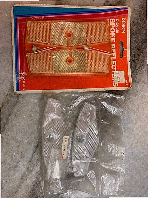 Two Pairs Extra-Large Vintage 1970s-1980s Bicycle/Bike Wheel Spoke Reflectors!